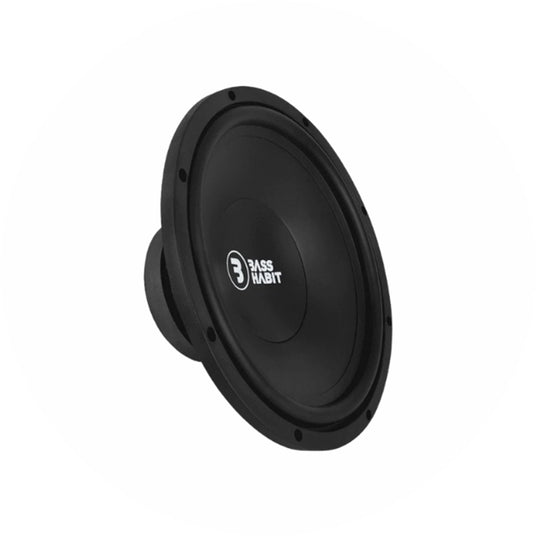 Bass Habit PL300 Subwoofer, schwarze Sicke, Ansicht von schräg vorne