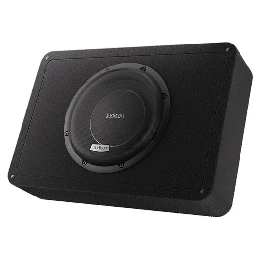 Audison AVBX 10 D4 II Subwoofer 25cm im schwarzen Teppichgehäuse für kompakte Kofferraum-Installation