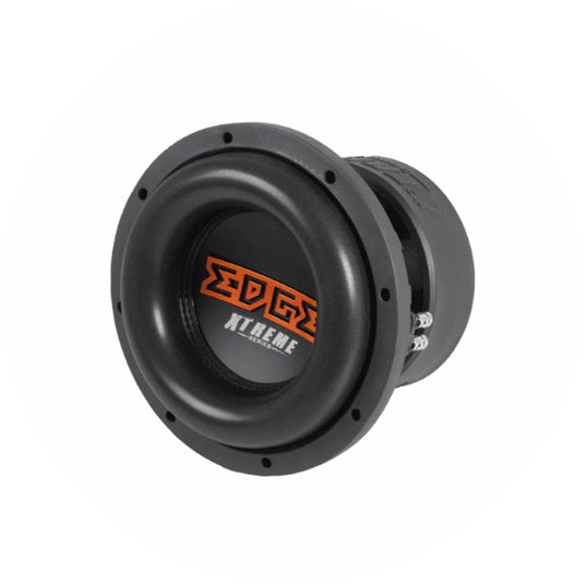 Edge Xtreme Series Subwoofer, orange Logo, Ansicht von schräg vorne