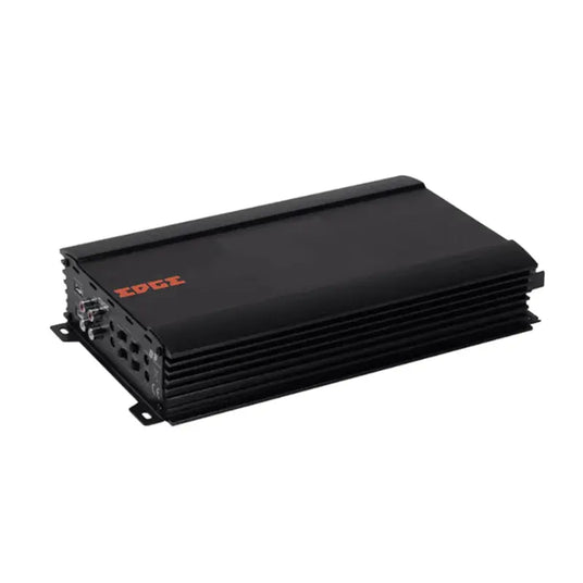 Edge Audio EDB80.4 Lite 4-Kanal-Endstufe in Schwarz mit orangefarbenem Schriftzug und Kühlrippen