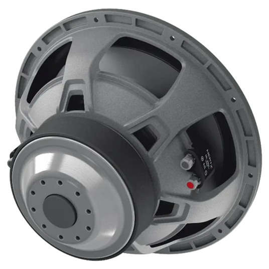 Hertz Mille Pro MP 300 Subwoofer, Rückansicht mit Magnet und Anschlussterminal