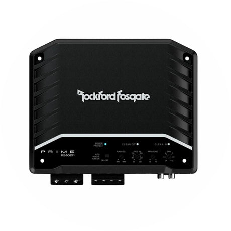 Rockford Fosgate Prime R2-500X1 Endstufe mit Anschlussklemmen, Ansicht von oben